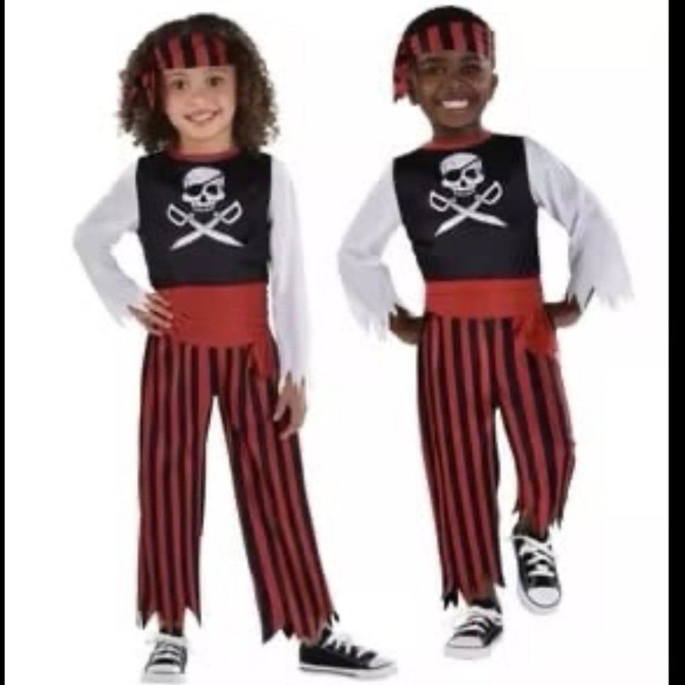 Pirate Kids Costume with Red and Black Stripes